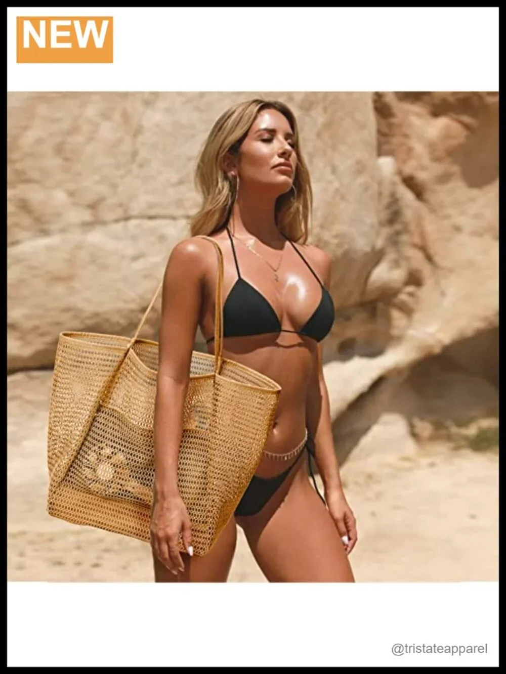 Nylon Mesh Tote Bag Foldable 23L Beach Bag Shoulder Bag